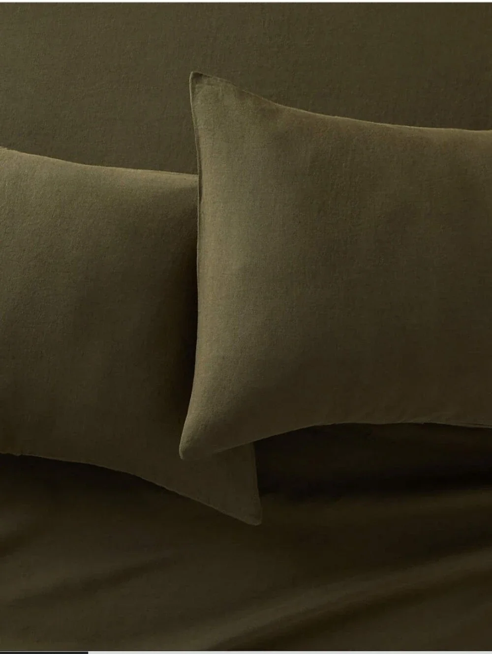 NEW!!! CB2 Classic European Linen Forest Green King Pillowcases Set of 2